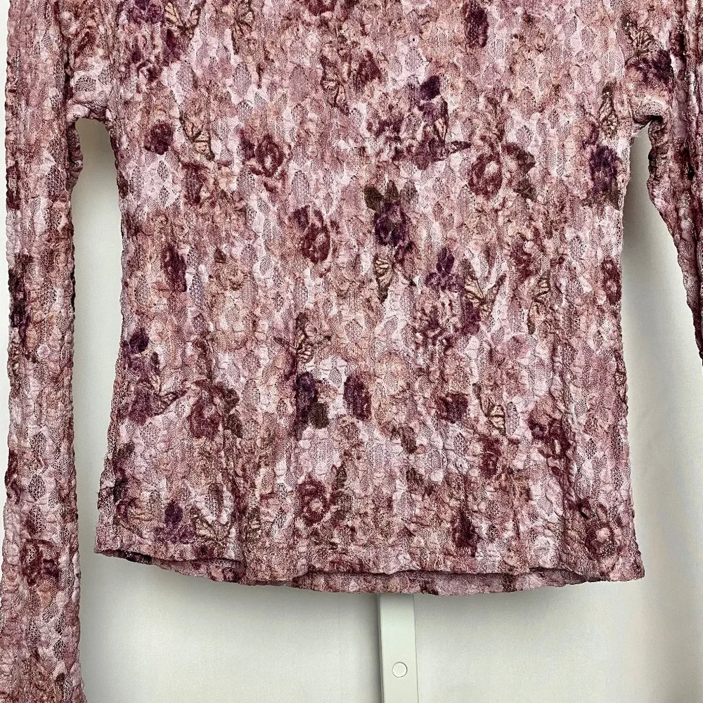 💙5/$15 Arizona Jean Company Y2K Coquette Pink Floral Butterfly Long Sleeve Small